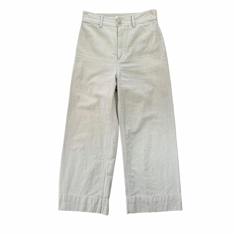 Apiece Apart 100% Cotton Gray Green Merida Cropped Minimalist Capsule Chic Pants